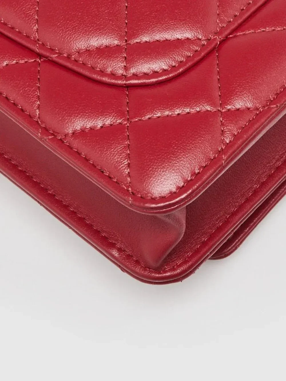 Chanel Dark Red Quilted Lambskin Leather CC WOC Clutch Bag